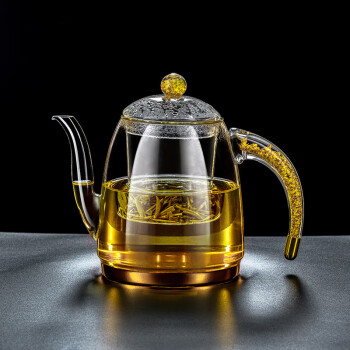 铭碟水晶玻璃泡茶壶花茶壶过滤耐高温带把手泡茶器 1200ml大茶壶