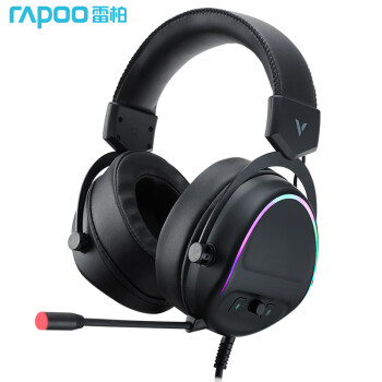 雷柏（Rapoo） VH650 游戏耳机 虚拟7.1声道 头戴式电竞耳机 电脑吃鸡耳麦 幻彩RGB背光 加厚海绵大耳罩 黑色