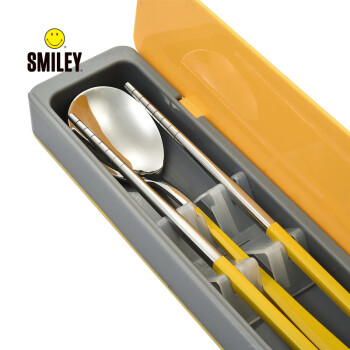 SMILEY 304不锈钢勺子+合金筷子套装 成人学生旅行便携装 秀色旅行便携餐具 SY-CJ2002
