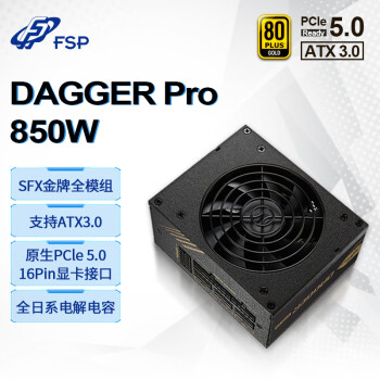 全汉（FSP）额定 850W Dagger pro 850W电源 (ATX3.0标准/PCI-E5.0接口/SFX金牌全模组/DC to DC）