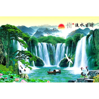 思伶菲山水画墙贴墙画自粘山水自然风景画墙贴壁画装饰画现代客厅家居