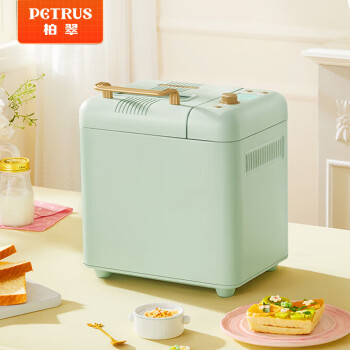 柏翠（petrus） 面包机 全自动家用 可和面揉面机 可预约智能投撒果料早餐烤面包机 PE8899 浅杉绿