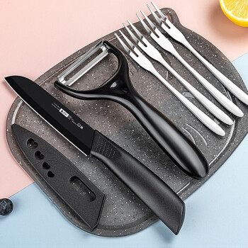 小天籁 不锈钢水果刀削皮刀套装厨房便携瓜果刀具