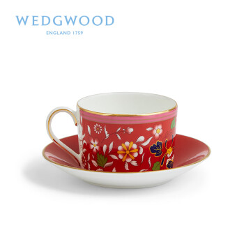 WEDGWOOD 玮致活 漫游美境 杯碟套组-瑰丽红宝 150ml一杯一碟高颜值骨瓷欧式轻奢精致下午茶咖啡具