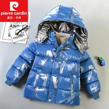 新款亮皮免洗棉服中小童棉衣加厚加绒棉袄男童冬装蓝色免洗亮面120码