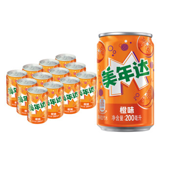 百事可乐 美年达 Mirinda  橙味汽水 碳酸饮料 迷你罐200ml*12听