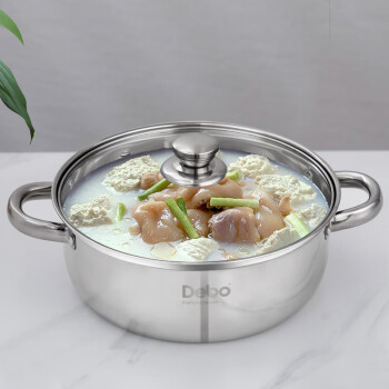 Debo家用厨房煲汤煮面锅 26cm 带盖  凯奇不锈钢汤锅  DEP-DZ80