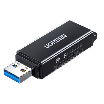 绿联 读卡器CM104 USB3.0高速读卡器 多功能SD/TF二合一读卡器 支持单反相机 黑色 40752