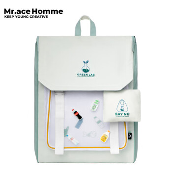 Mr.ace Homme双肩包女韩版上课书包简约环保15英寸大容量电脑背包男 环保系列