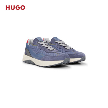 HUGO男士2024夏季新款网面装饰皮革系带运动鞋