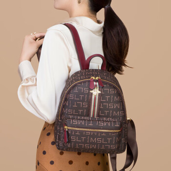 马莎兰缇（MashaLanti）双肩包女包大容量学生书包旅行包小背包实用生日礼物送妈妈女友老婆 酒红色