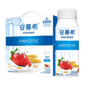 伊利安慕希草莓燕麦常温酸牛奶200g*10瓶/箱 多35%蛋白质
