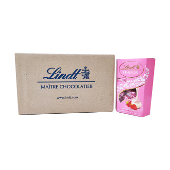 瑞士莲（Lindt）意大利进口 软心草莓奶油白巧克力结婚喜糖果婚庆年货圣诞节生日礼物送女生200g*12盒 整箱装