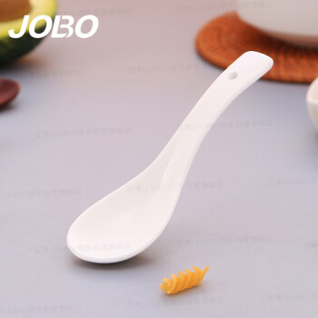 巨博（JOBO）陶瓷小勺子调羹三弯匙汤勺餐勺饭勺汤匙纯白色10个起售