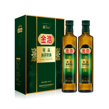 金浩（JINHAO） 精品油茶籽油 物理压榨 食用油750ml*2礼盒