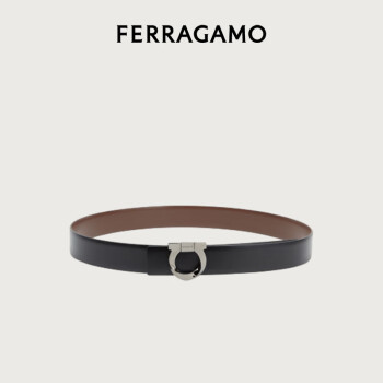 菲拉格慕（Ferragamo）男士黑色扭转造型Gancini固定皮带 0770934_C  _110 礼物送男友