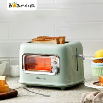 小熊（Bear）面包机 多士炉可视炉窗烤面包片机早餐轻食机 家用多功能2片双面速烤吐司机DSL-C02P8