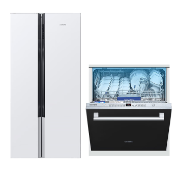 西门子(SIEMENS) 12套嵌入式除菌洗碗机+630升精控恒鲜 对开门冰箱  SJ636X04JC(含黑色门板)+KX63EA20TI