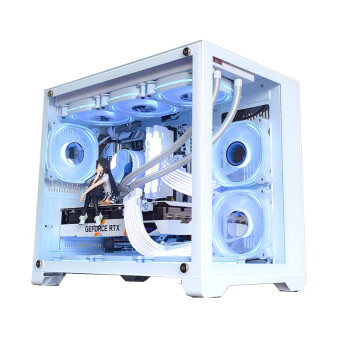 玩嘉 孤勇者 白色海景房机箱台式电脑主机箱 M-ATX主板/360水冷/9风扇/4090显卡