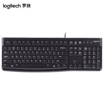 罗技 键盘 K120 薄膜键盘 91-100键 兼容Windows系统 有线连接 黑色