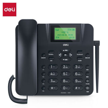 得力（deli）GP101电话机家用无线移动座机4G全网通插卡录音来电报号音量 黑色