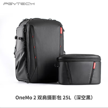 PGYTECH OneMo2 蒲公英摄影包佳能富士单反相机包电脑稳定器数码专业收纳户外登山双肩包 25L子母包深空黑