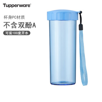 特百惠（Tupperware）莹彩塑料杯430ML男女简约运动家用办公密封防漏便携水杯子 水晶蓝