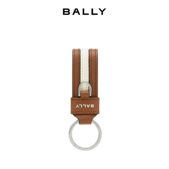 巴利（BALLY）礼物男士牛皮钥匙扣棕色徽标印花 6304902