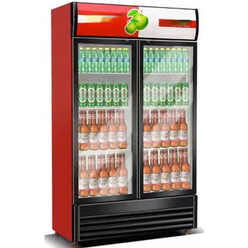 TYXKJ   展示柜冷藏大容量饮料啤酒保鲜柜立式冰柜商用超市玻璃门上下机直风冷   双门直冷688L（红黑）