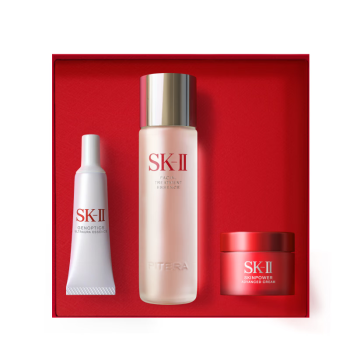 SK-II神仙水75ml+大红瓶面霜15g+小灯泡精华10ml化妆护肤品套装礼盒sk2