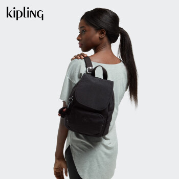KIPLING男女款轻便时尚学生书包双肩背包经典Marigold黑色书包生日礼物女