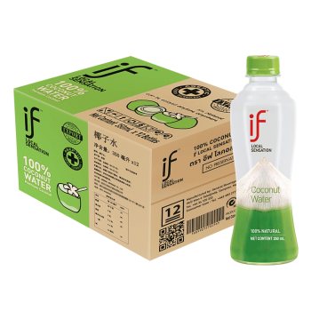 if 100%天然椰子水泰国进口NFC含电解质健身果汁饮料350ml*12瓶整箱