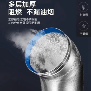 普湃（PURPAVWINNER）抽油烟机排烟管160mm直径加厚铝箔烟管道吸油烟机排气管可伸缩钢丝出风管1.5米