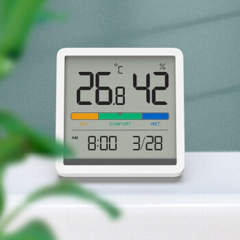京东京造 温湿度计时钟 室内温度计办公家用婴儿房壁挂桌面电子湿度计 高精度传感器 非蓝牙版