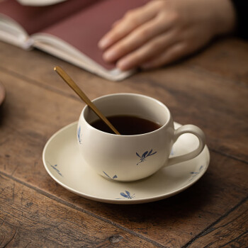 畅宝森陶瓷  草木灰咖啡杯陶瓷 咖啡杯蝴蝶兰   （1）