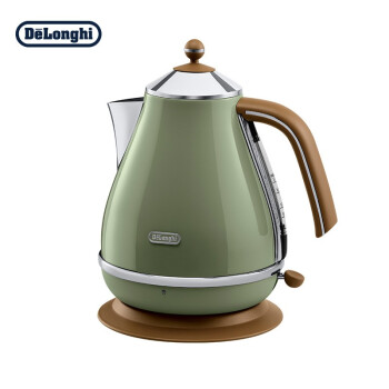 德龙（Delonghi）电热水壶 家用复古系 304不锈钢1.7L大容量烧水壶热水瓶 KBO2001 橄榄绿  专享购