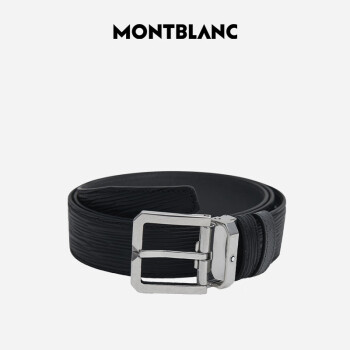 万宝龙MONTBLANC 黑色时尚经典针扣腰带/皮带3.5cm 131171
