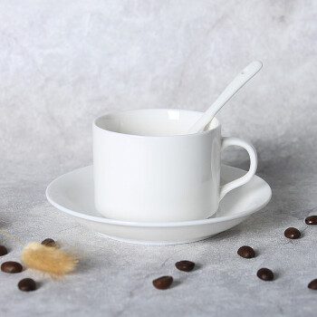春锦秋鲤欧式咖啡杯套装LOGO创意定制咖啡套具纯白1杯1碟1勺
