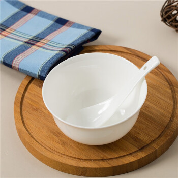 漠羽 米饭碗陶瓷小汤碗纯白家用乔迁酒店餐具4.5英寸