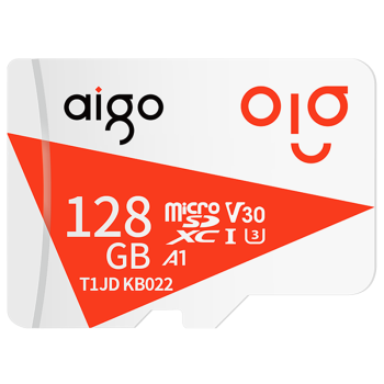 爱国者（aigo）128GB TF（MicroSD）存储卡 U3 A1 V30 4K内存卡 相机行车记录仪监控摄像头储存 T1JD读速100MB/s