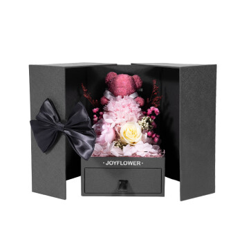 玫瑰盒子（RoseBox）苔藓小熊永生花首饰盒七夕情人节生日礼物纪念日送女朋友老婆实用