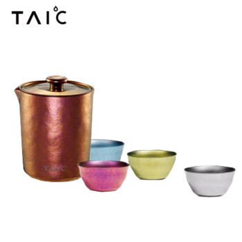 TAIC纯钛泡茶器套装一壶四杯（带滤网）TPCQ-T330C 枫叶红（MDZT)