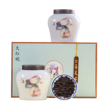 茶王飘大红袍武夷岩茶新茶一级浓香型125*2陶瓷罐礼盒装