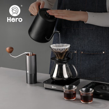 Hero甄享进阶版+手冲咖啡壶礼盒手摇磨豆机咖啡滤杯温控壶手冲壶套装