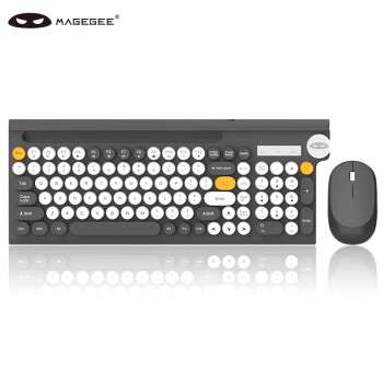 MageGee V630 无线舒适键盘 商务办公键盘鼠标 旋钮键盘鼠标套装 薄膜键盘键鼠 笔记本台式电脑键盘 灰白色