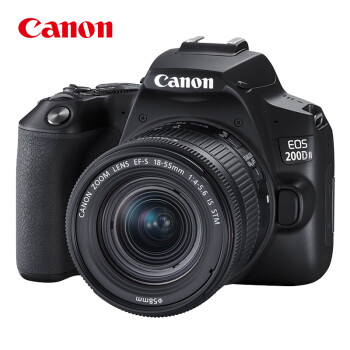 佳能（Canon）EOS 200D II 二代 单反相机 18-55mm套机 黑色 4K视频 (含256G卡+包+卡色金环+备电+三脚架)