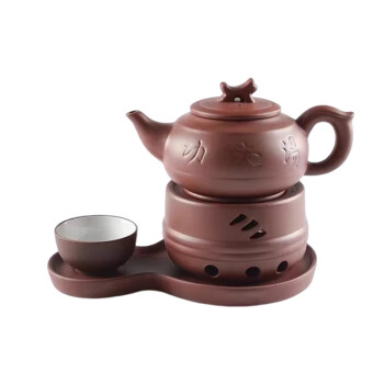 卡兰思 紫砂茶具大如意壶350ml紫泥配圆炉功夫汤4件套 。
