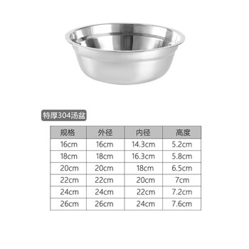 维纳仕304不锈钢汤盆 加深加厚多用盆厨房打蛋盆汤盆汤碗家用面碗菜盆