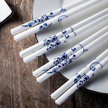友来福陶瓷筷子10双装中式高档套装个性防滑耐高温酒店家庭用生日礼物