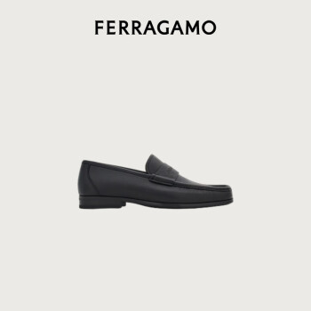 菲拉格慕（Ferragamo）男士黑色标识装饰莫卡辛鞋 0768164_3E _ 80/42 礼物送男友